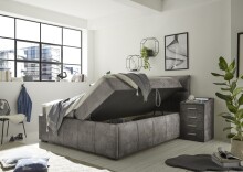 Boxbett >AVIDANO 6< 180x200 cm Liegefläche, Bezug in stone - 203x123x213cm (BxHxT)