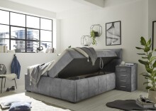 Boxbett >AVIDANO 6< 180x200 cm Liegefläche, Bezug in grey - 203x123x213cm (BxHxT)