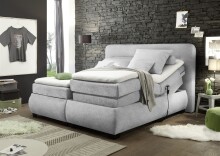 Boxspringbett >EVOLUTION< Liegefläche 180x200cm, Motorverstellung, silver - 210x122x220 (BxHxT)