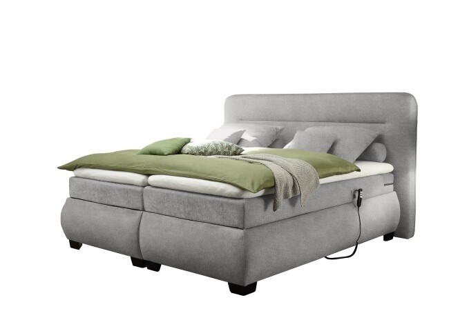 Boxspringbett >EVOLUTION<  Liegefläche 180x200cm, Motorverstellung, schlamm - 210x122x220 (BxHxT)