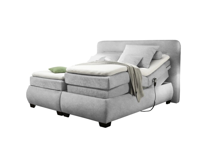 Boxspringbett >EVOLUTION< Liegefläche 160x200cm, Motorverstellung silver - 190x122x220 (BxHxT)