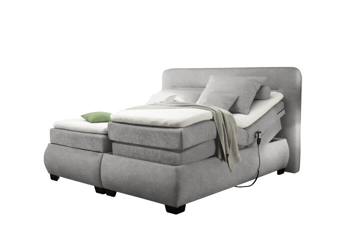 Boxspringbett >EVOLUTION< Liegefläche 160x200cm, Motorverstellung, schlamm - 190x122x220 (BxHxT)
