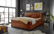 Boxspringbett >TALENA< Liegefläche 180x200, Motorverstellung, cognac - 202x113x211cm (BxHxT)