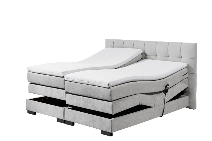 Boxspringbett >TALENA< Liegefläche 180x200, Motorverstellung, silver - 202x113x211cm (BxHxT)