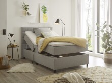 Boxbett >Mariborsko< Liegefläche 120x200 cm, Motor, Bezug silver - 131x112x210cm (BxHxT)