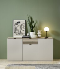 Sideboard >Ina< in Cashmere / Riva Eiche Dekor - 90x180x45cm (BxHxT)
