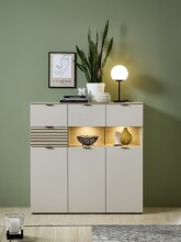 Highboard >Ina< in Cashmere / Riva Eiche Dekor - 125x125x45cm (BxHxT)