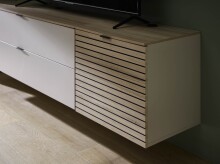 Wohnwand >Ina< (2-teilig) in Riva Eiche Dekor/Cashmere - 200x62x44 (BxHxT)