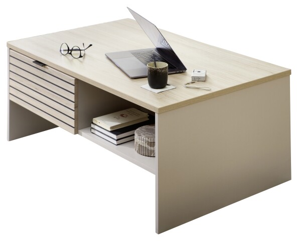 Couchtisch >Ina< in Cashmere / Riva Eiche Dekor, Spanplattte - 110x44x65 (BxHxT)
