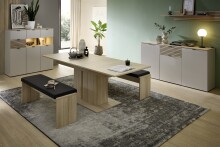 Kulissen-Esstisch >Ina< in Riva Eiche Dekor - 180x77x90cm (BxHxT)