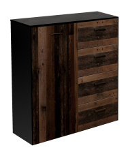 Kommode >Texas< in schwarzstahl / texas oak, Holzwerkstoff - 118x97x41cm (BxHxT)