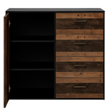 Kommode >Texas< in schwarzstahl / texas oak, Holzwerkstoff - 118x97x41cm (BxHxT)