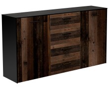 Sideboard >Texas< in schwarzstahl / texas oak, Holzwerkstoff - 177x97x41 (BxHxT)