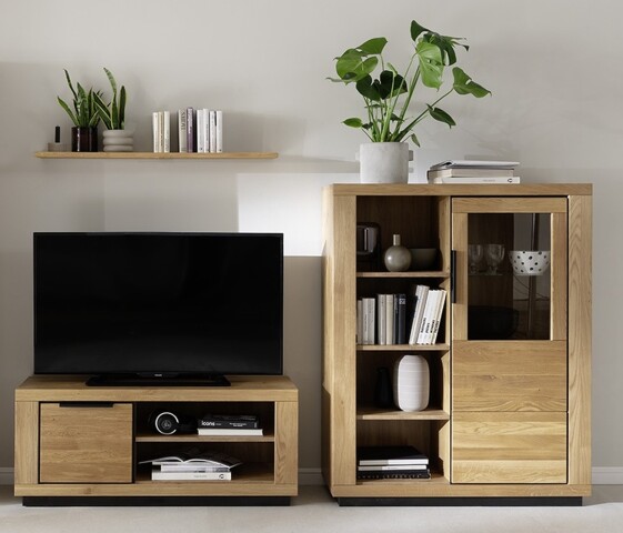 Wohnwand >Greno< (3-teilig) in Wildeiche - 134x142x54 (BxHxT)