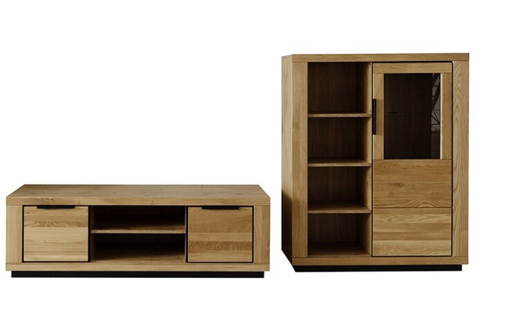 Wohnwand >Greno< (2-teilig) in Wildeiche - 275x142x54 (BxHxT)
