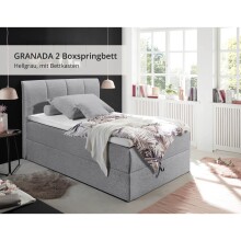 Polsterbett >Granada< 140x200 cm Liegefläche, in grau - 140x120x210cm (BxHxT)