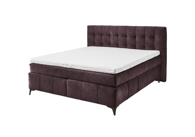 Boxspringbett >Oregon< Liegefläche 180x200 cm, H3/H4, in violett - 200x121x210cm (BxHxT)