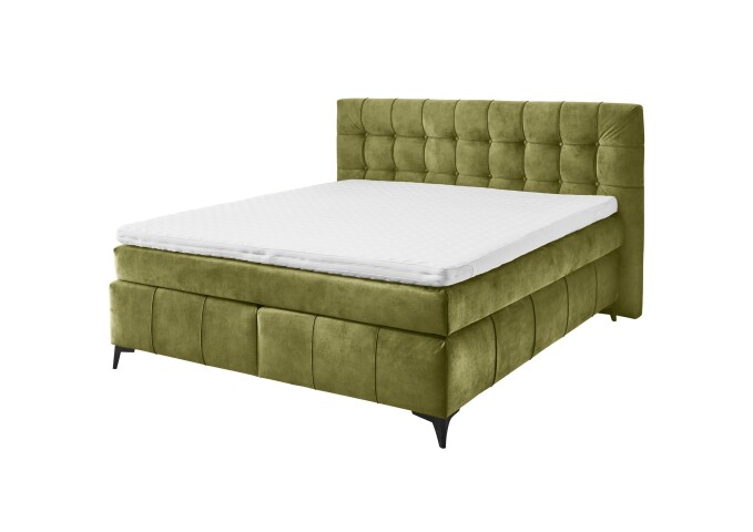 Boxspringbett >Oregon< Liegefläche 180x200 cm, H3/H4, in olivgrün - 200x121x210 (BxHxT)
