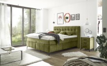 Boxspringbett >Oregon< Liegefläche 180x200 cm, H3/H4, in olivgrün - 200x121x210 (BxHxT)