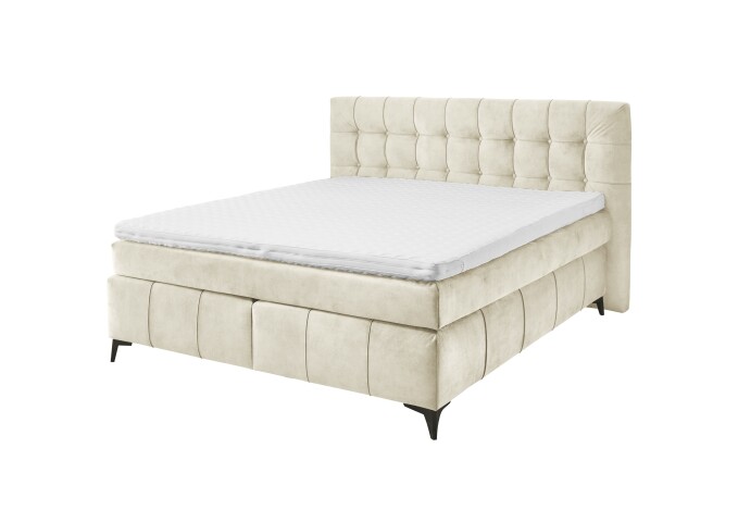 Boxspringbett >Oregon< Liegefläche 180x200 cm, H3/H4, in creme - 200x121x210cm (BxHxT)