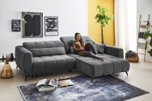 Polstergarnitur >Luddi< Sitz + Kopfteilverstellung, dunkelgrau - 286x80x203cm (BxHxT)
