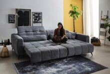 Polstergarnitur >Luddi< Sitz + Kopfteilverstellung, dunkelgrau - 286x80x203cm (BxHxT)