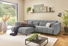 Polstergarnitur >Luddi< Sitz + Kopfteilverstellung, mittelgrau - 286x80x203cm (BxHxT)