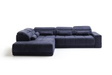 Polstergarnitur >Donaugh< 5 verstellbare Kopfteile, in blau-schwarz - 323x76x231 (BxHxT)
