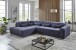 Polstergarnitur >Donaugh< 5 verstellbare Kopfteile, in blau-schwarz - 323x76x231 (BxHxT)