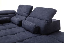 Polstergarnitur >Donaugh< 5 verstellbare Kopfteile, in blau-schwarz - 323x76x231 (BxHxT)