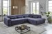 Polstergarnitur >Donaugh< 5 verstellbare Kopfteile, in blau-schwarz - 323x76x231 (BxHxT)
