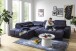 Polstergarnitur >Donaugh< Sitztiefen + Kopfteilverstellungen, blau-schwarz - 323x76x231 (BxHxT)