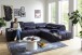 Polstergarnitur >Donaugh< Sitztiefen + Kopfteilverstellungen, blau-schwarz - 323x76x231 (BxHxT)
