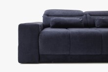 Polstergarnitur >Donaugh< Kopfteilverstellung&Schwenkrücken, blau-schwarz - 323x76x231 (BxHxT)