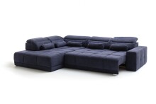 Polstergarnitur >Donaugh< inkl. aller Funktionen, in blau-schwarz - 323x76x231 (BxHxT)