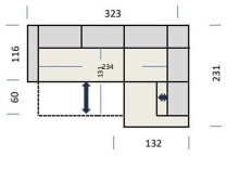 Polstergarnitur >Donaugh<  inkl. aller Funktionen, blau-schwarz - 323x76x231 (BxHxT)