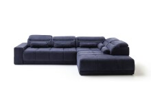 Polstergarnitur >Donaugh<  inkl. aller Funktionen, blau-schwarz - 323x76x231 (BxHxT)