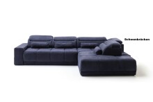 Polstergarnitur >Donaugh<  inkl. aller Funktionen, blau-schwarz - 323x76x231 (BxHxT)