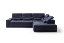 Polstergarnitur >Donaugh<  inkl. aller Funktionen, blau-schwarz - 323x76x231 (BxHxT)