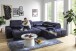Polstergarnitur >Donaugh<  inkl. aller Funktionen, blau-schwarz - 323x76x231 (BxHxT)