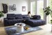 Polstergarnitur >Donaugh<  inkl. aller Funktionen, blau-schwarz - 323x76x231 (BxHxT)