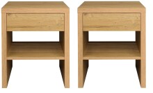 Nachtkommode >Five< (2er-Set) in Eiche sanremo hell - 44x52x36 (BxHxT)