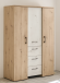 Drehtürenschrank >Micha< in asteiche / artisan weiss - 127x186x54 (BxHxT)
