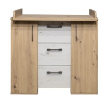 Wickelkommode >Micha< in asteiche Dekor / artisan weiß - 97x92x48 (BxHxT)