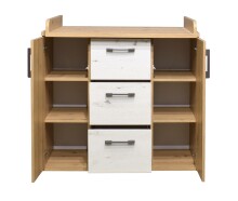 Wickelkommode >Micha< in asteiche Dekor / artisan weiß - 97x92x48 (BxHxT)