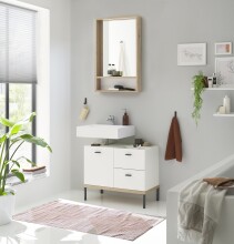 Badspiegel >Coco< in Asteiche Dekor / Spiegel, Holzwerkstoff - 52x85x11 (BxHxT)