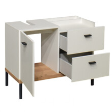 Waschbeckenunterschrank >Coco< in Asteiche Dekor / weiss - 79x63x38 (BxHxT)