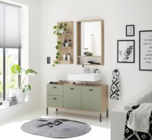 Badezimmer-Set >Coco< (3-teilig) in Asteiche Dekor / pine green - 119x200x38 (BxHxT)