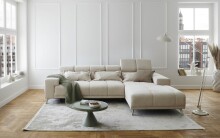 Polstergarnitur >Sally< Sitztiefen + Kopfetilverstellung, creme - 285x79x201cm (BxHxT)
