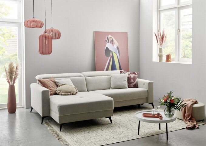 Polsterecke >Trouble< elektrische Relaxfunktion, silbergrau - 251x81x165cm (BxHxT)